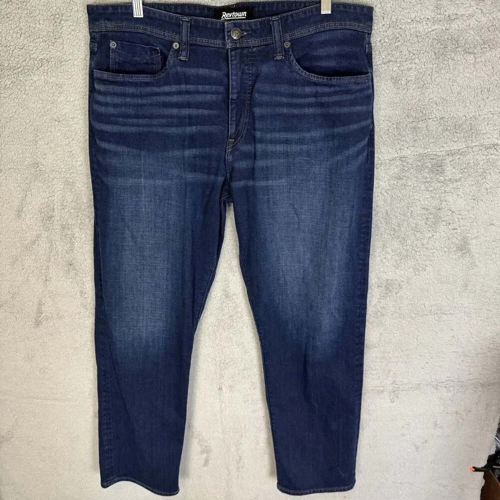 Revtown Sharp Jeans 36x29 Straight Leg Stretch Blue Dark Wash Decade Denim Pants